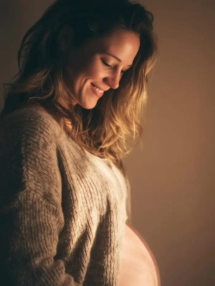 mujer embarazada sonriendo